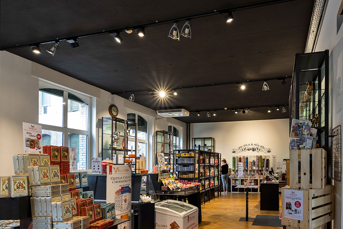 planification d'éclairage intérieur d'un magasin boutique de chocolats à Fribourg